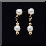 J03. 14K gold and pearl drop earrings. - $95 